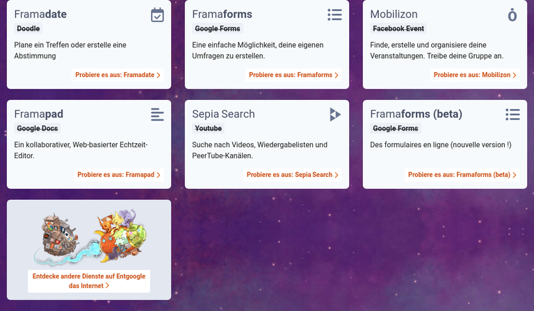 Angebote von Framasoft