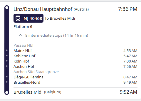 Zwischenstopps, die kein Ein- und Aussteigen ermöglichen.