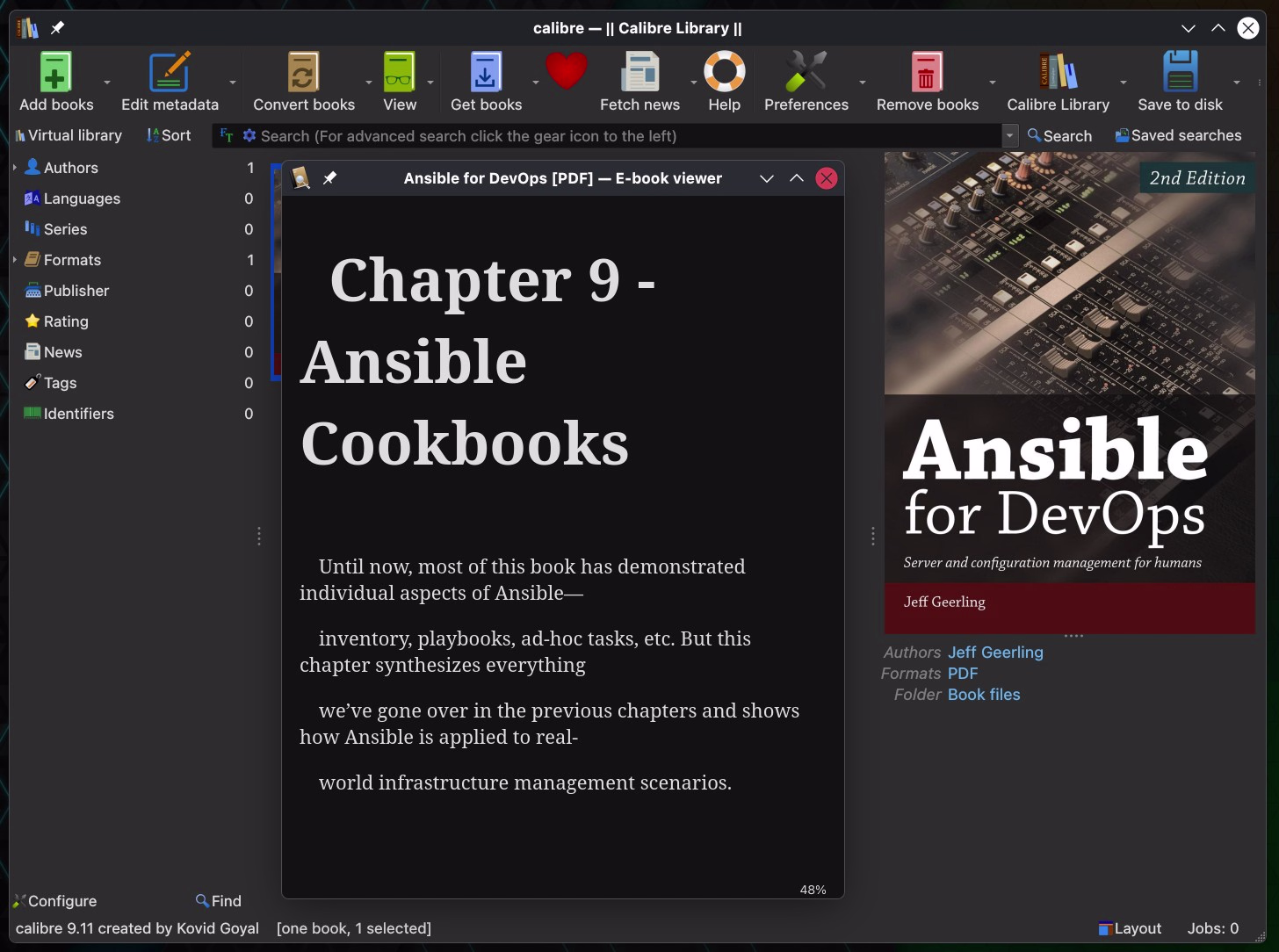 Calibre 9.11 E-Book-Manager