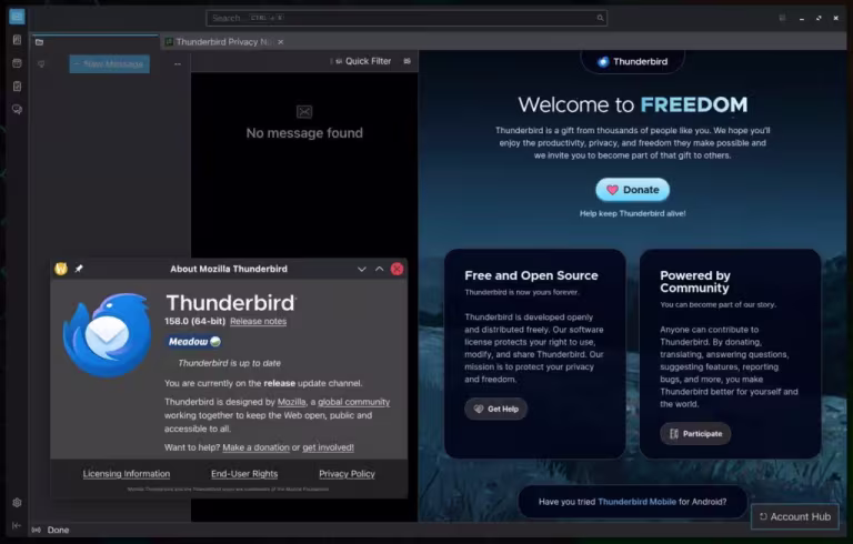 Mozilla Thunderbird 158