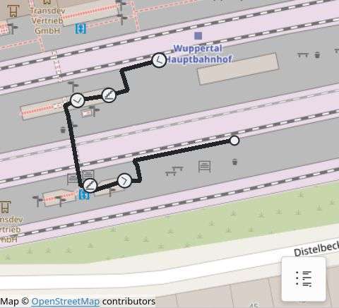 Transfer foot path shown on a map