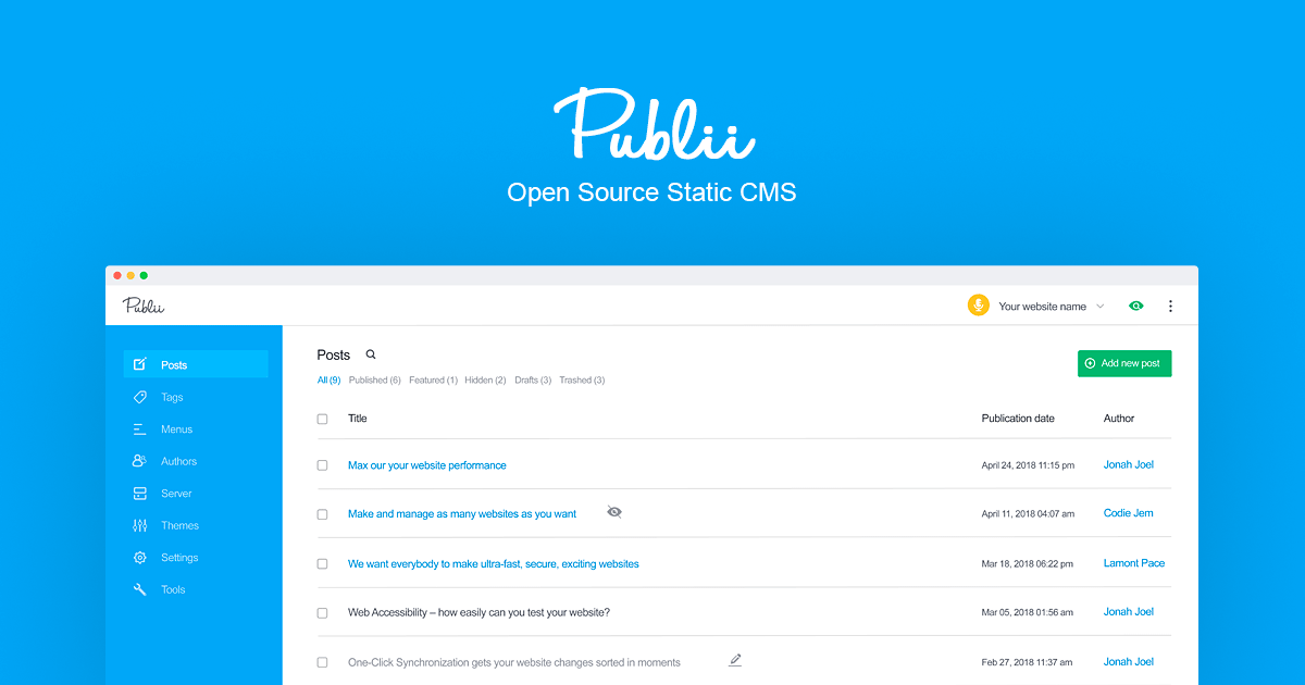 Publii- Open Source Static CMS 