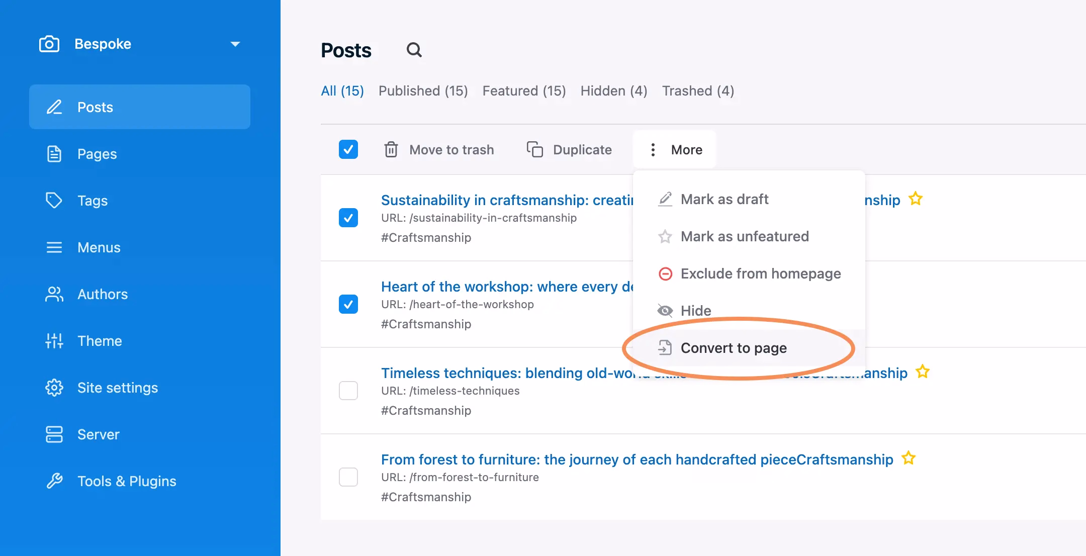 Convert to page
