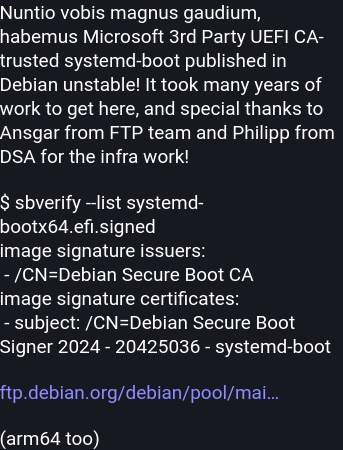 Microsoft's CA-trusted blobs landing in Debian Unstable