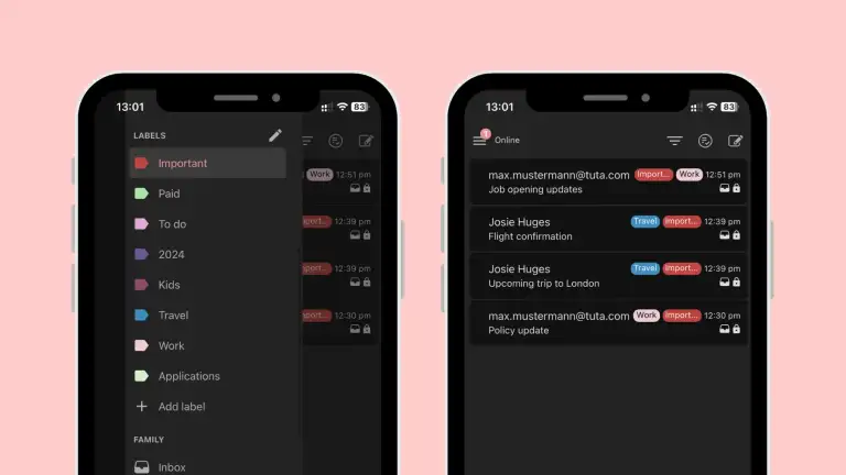 Labels ermöglichen es Ihnen, auf all Ihren Geräten organisiert zu bleiben: Mobil und Desktop.