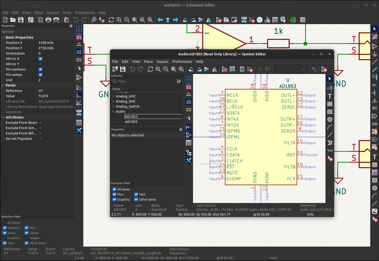 Figure 11. Selection filtering in schematic and symbol library editors
